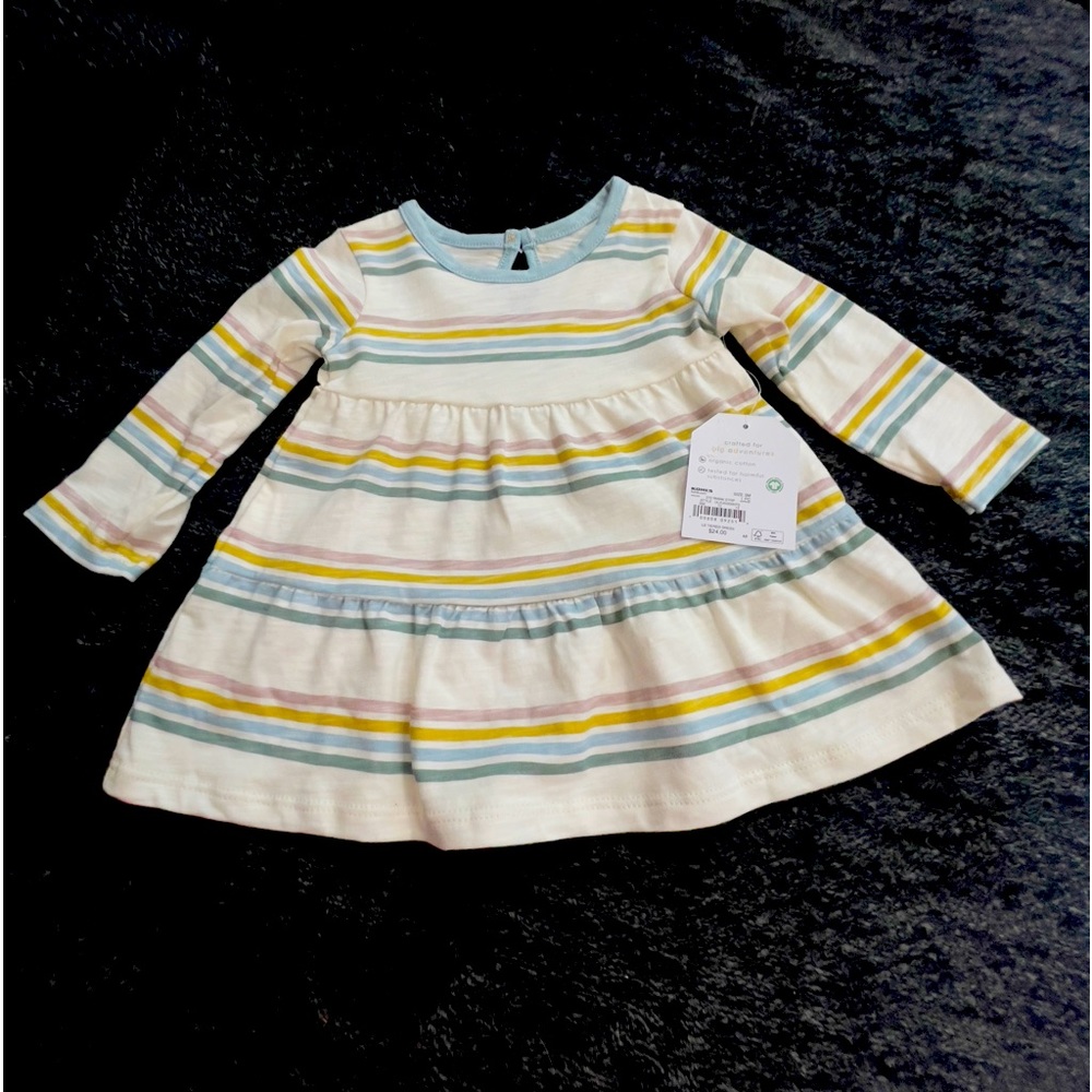 3M NWT Baby Girl Little Co. by Lauren Conrad Organic Long-Sleeve Tiered Dress